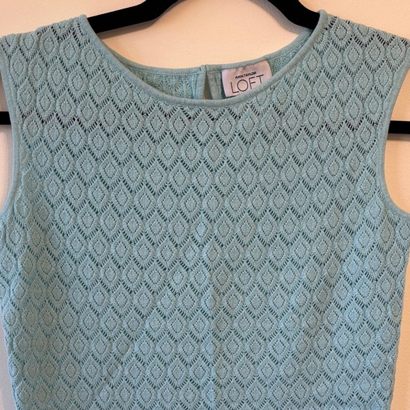 LOFT Tops - LOFT Sky Blue Lace Sleeveless Blouse